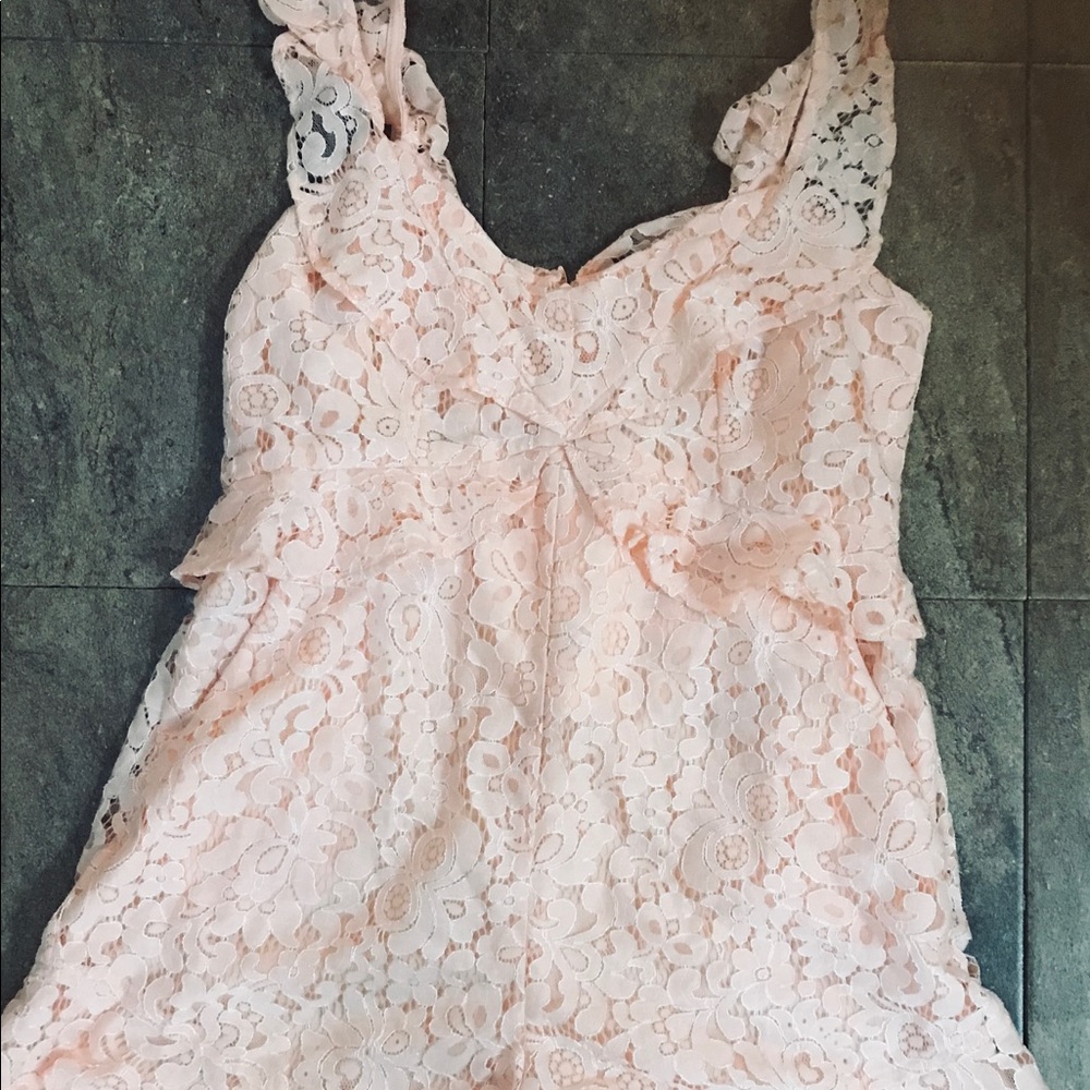 Blush lace romper